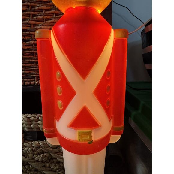 Vtg LightUp AA Toy Soldier Christmas Decoration Nutcracker Style LG 3ft BlowMold - Picture 7 of 15